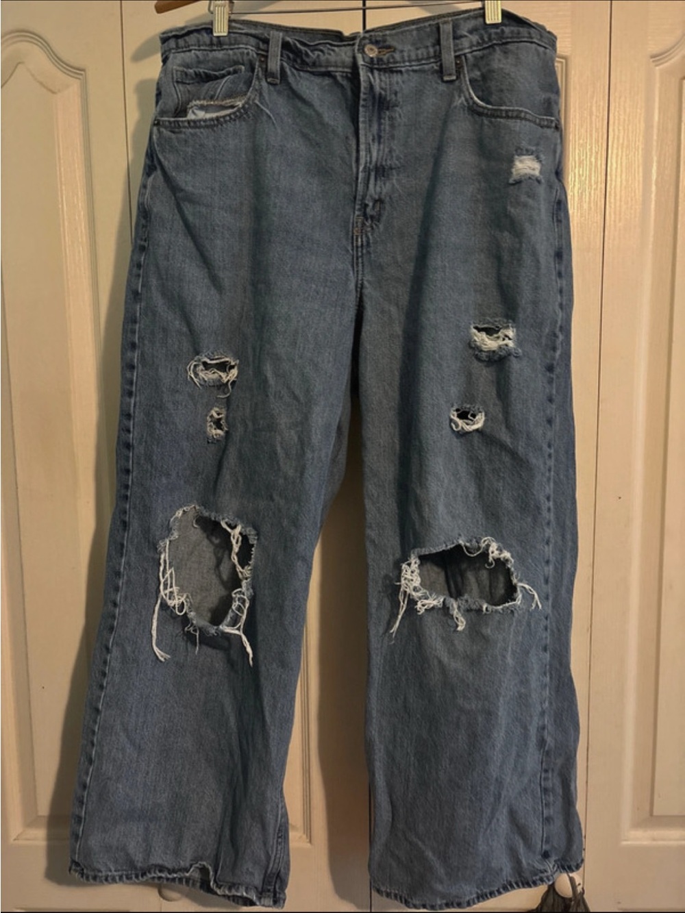 Old Navy Distressed Light Blue Wide Leg Jeans